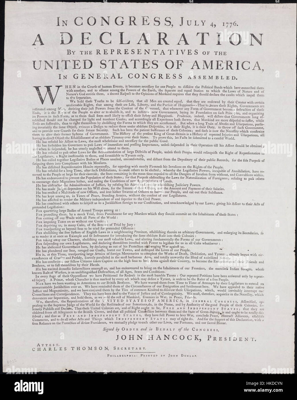 Lo "Yale Dunlap Broadside" è un poster storico del XIX secolo, spesso usato per promuovere eventi politici e sociali. Rappresenta la prima stampa americana e il ruolo dei broadsides nella comunicazione pubblica. Foto Stock