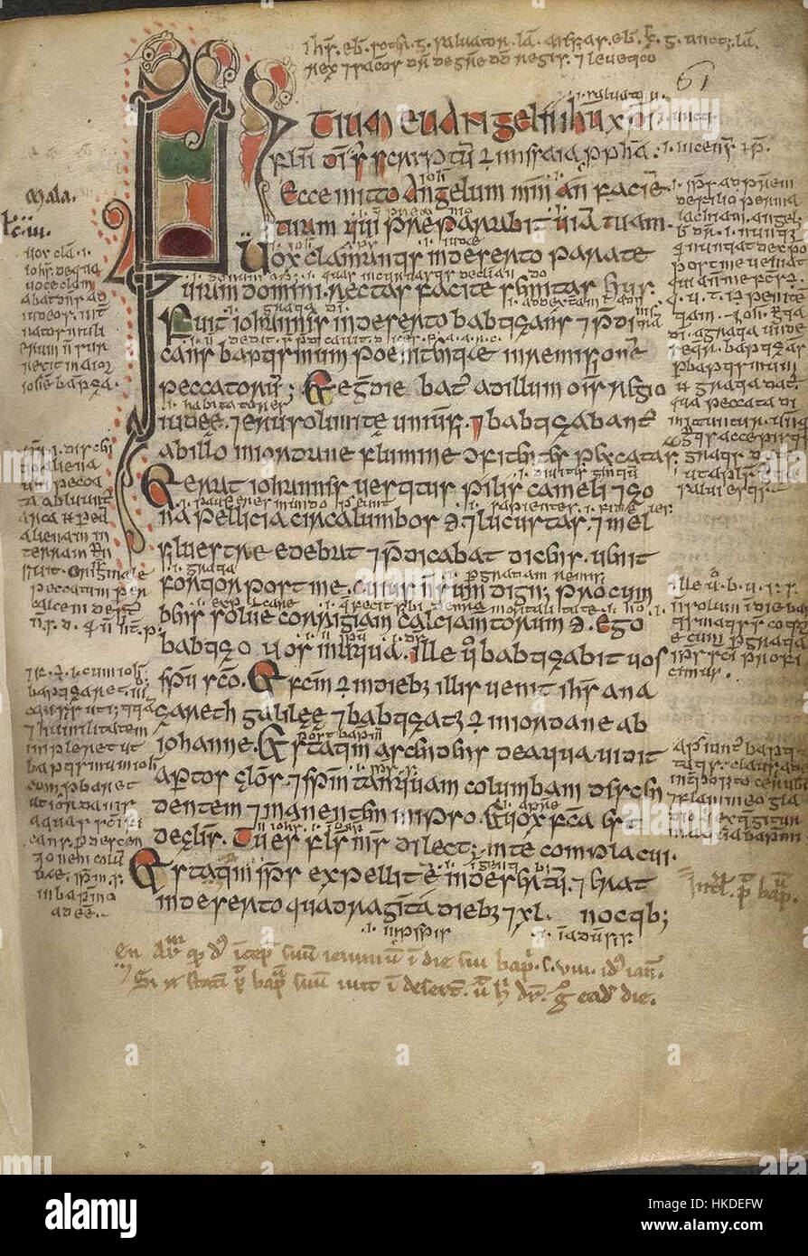 Questa pagina manoscritta del codice BL Harley 1802 illustra l'arte e il pensiero religioso medievale, offrendo uno sguardo sulla storia religiosa e intellettuale del periodo. È un documento chiave per lo studio dei primi testi religiosi. Foto Stock