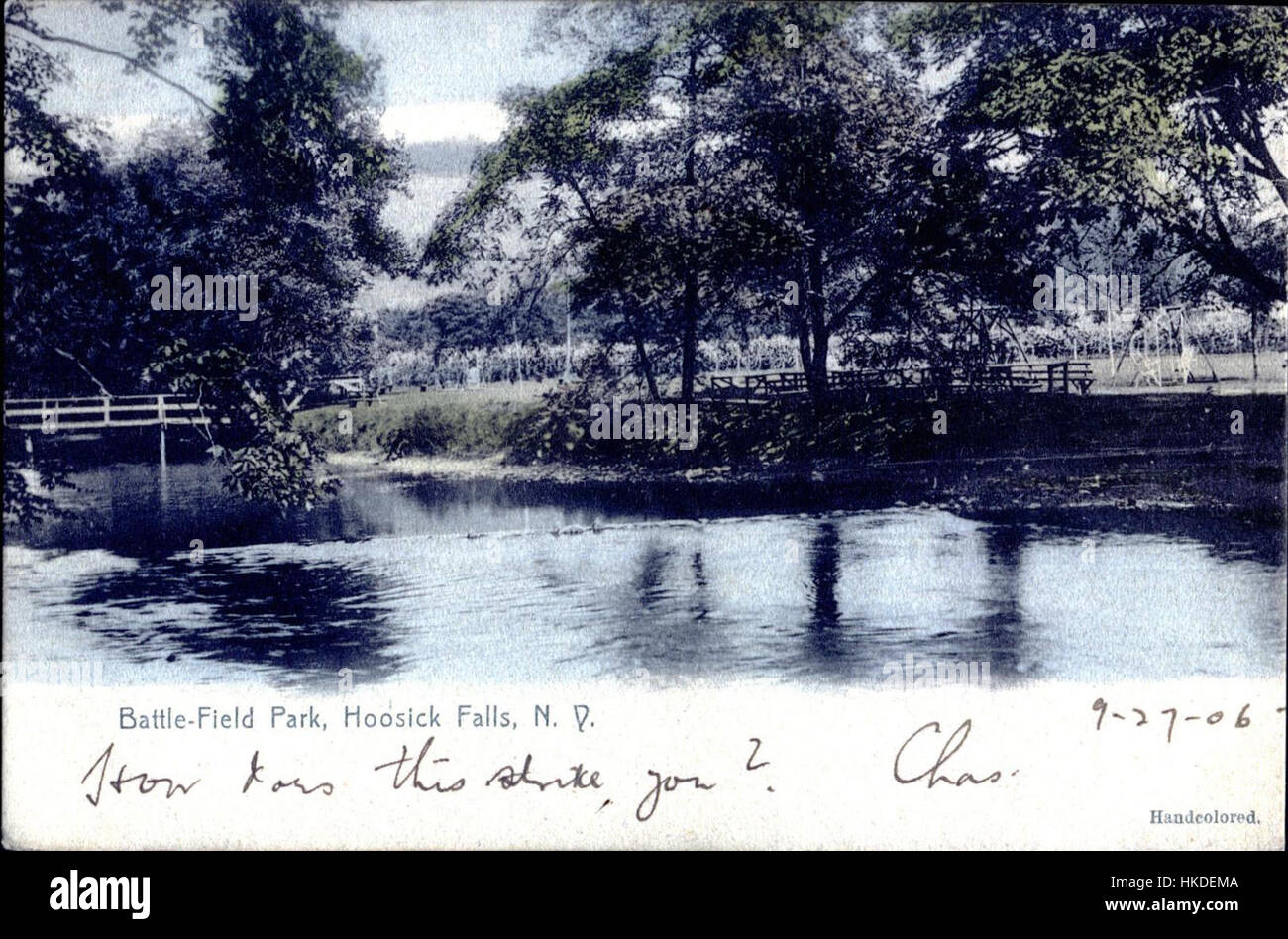 Il Battle Field Park di Hoosick Falls è un sito storico che commemora gli eventi della rivoluzione americana. Il parco serve come promemoria del ruolo della regione durante la guerra d'indipendenza. Foto Stock