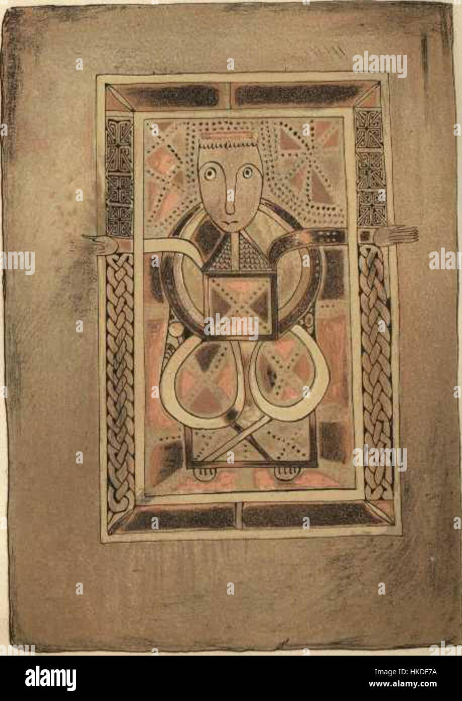 Il "BookDeerLukeFol029v" è un manoscritto medievale con un'illuminazione dettagliata che raffigura un cervo, un importante simbolo dell'arte medievale. Il manoscritto fornisce approfondimenti sul simbolismo cristiano medievale e sulle opere d'arte. Foto Stock