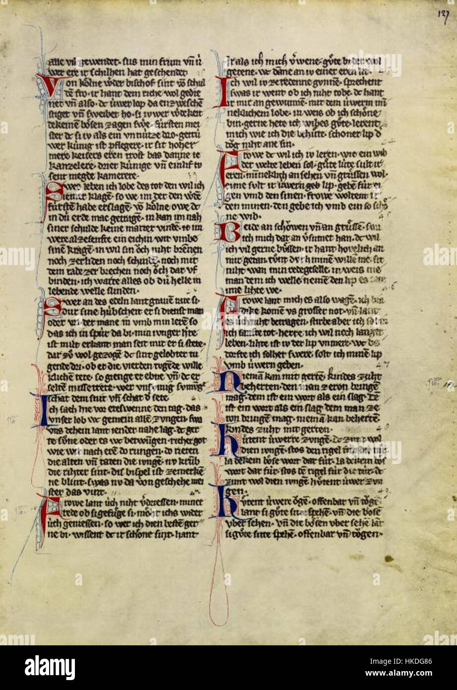 Codex Manesse 127r Foto Stock