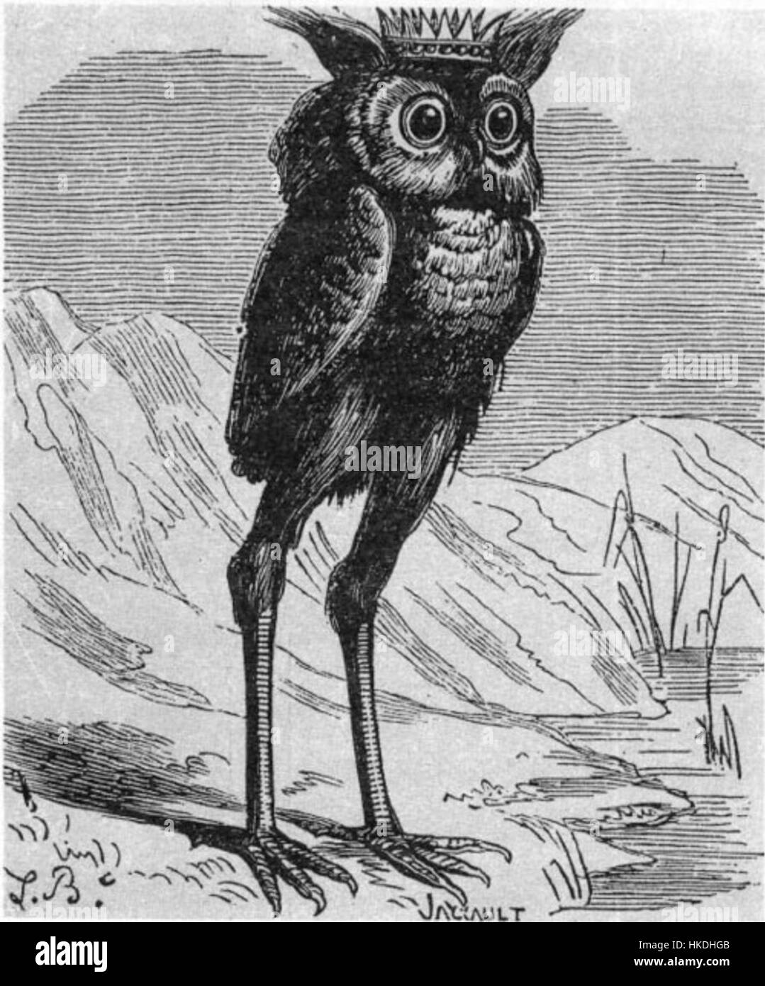 *Demonio Stolas* è una rappresentazione del demone Stolas dalla demonologia cristiana, spesso ritratta come una potente entità con controllo sulla conoscenza delle piante e dell'astronomia. Questo dipinto esplora i temi oscuri e misteriosi dell'occulto e del sovrannaturale, un soggetto comune nell'arte barocca e moderna. Foto Stock