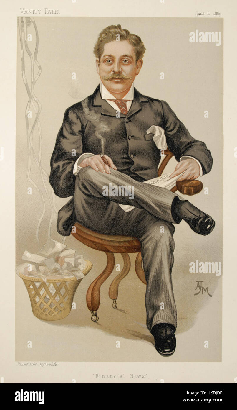 Il ritratto di Vanity Fair di Harry Marks dell'8 giugno 1889 cattura la somiglianza della figura notevole in modo stilizzato e satirico tipico delle illustrazioni della rivista. Marks è raffigurato con caratteristiche esagerate, che riflettono l'umorismo e lo stile dell'arte caricaturale del tardo XIX secolo. Foto Stock