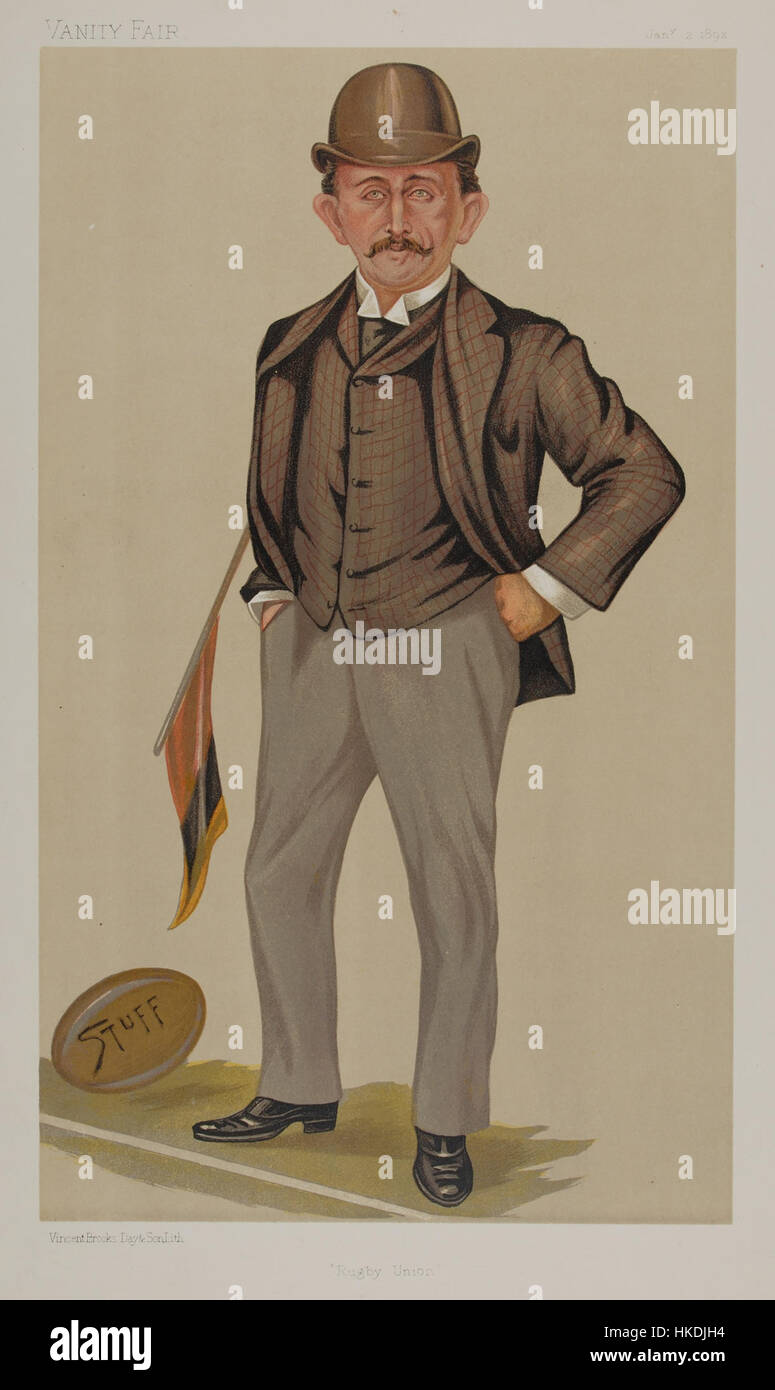 Una caricatura politica di Edward Temple Gurdon, pubblicata su *Vanity Fair* il 2 gennaio 1892. Il pezzo critica umoristicamente le figure pubbliche e le norme sociali del tempo, nello stile satirico distintivo di Gurdon. Foto Stock