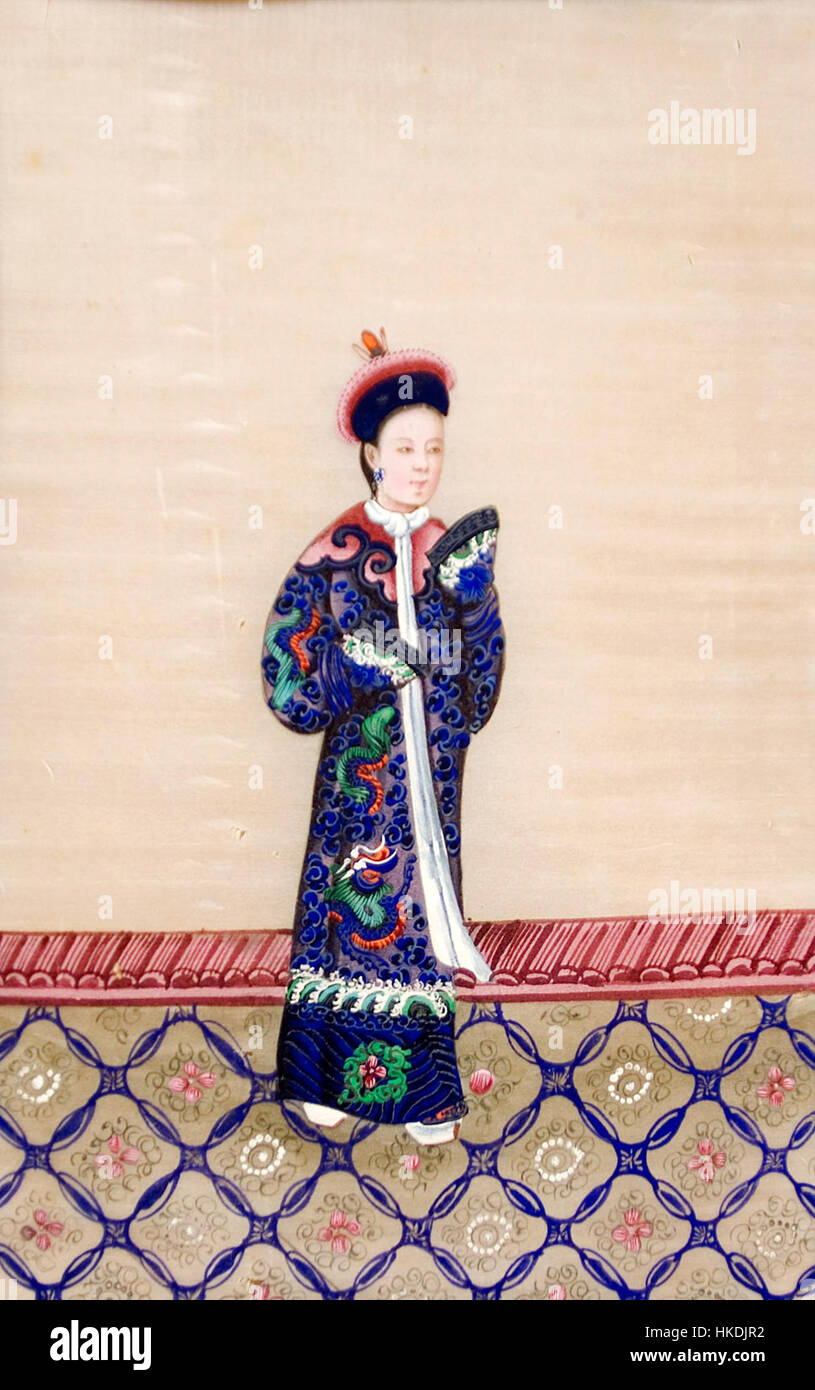 Questa opera d'arte intitolata *Noia xinesa* presenta una donna cinese in un ambiente tradizionale. L'opera riflette influenze artistiche interculturali e rappresentazioni storiche di figure dell'Asia orientale nell'arte europea. Foto Stock