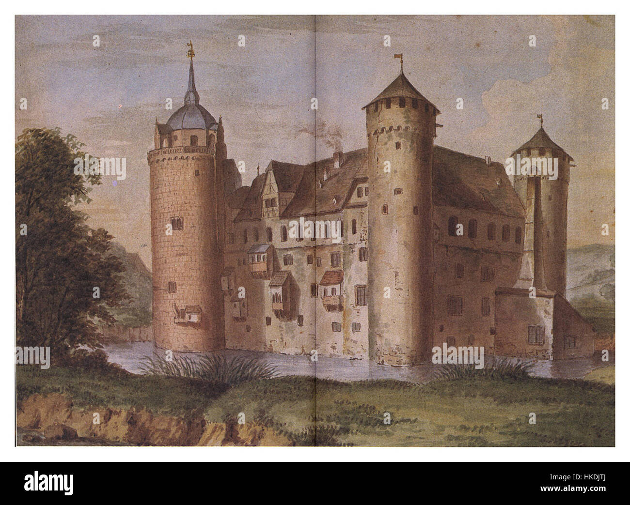 Kehrer Schloss Fürstenau è un castello storico situato in Germania, noto per le sue caratteristiche architettoniche e il suo significato culturale. L'edificio riflette stili germanici medievali e funge da importante simbolo del patrimonio regionale. Foto Stock