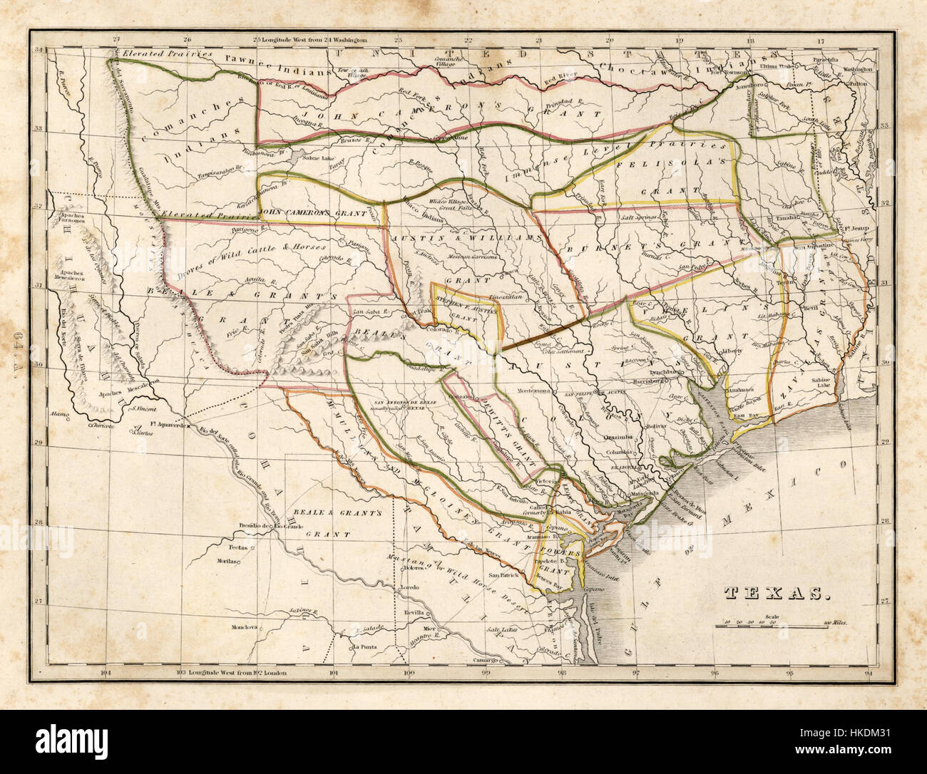 1835 Bradford Mappa di Texas Foto Stock