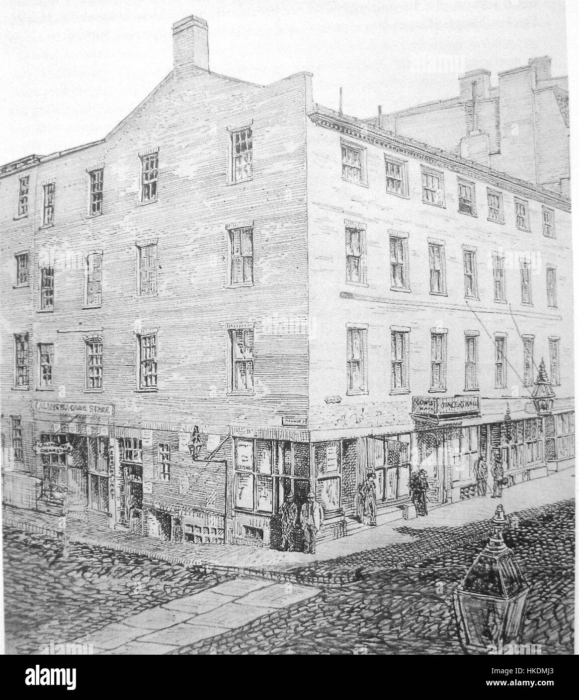 Questa immagine storica del 1869 mostra la Concert Hall di Boston, catturando il design architettonico e il significato culturale della sede. La sala fu un centro per la musica e le esibizioni durante la fine del XIX secolo. Foto Stock