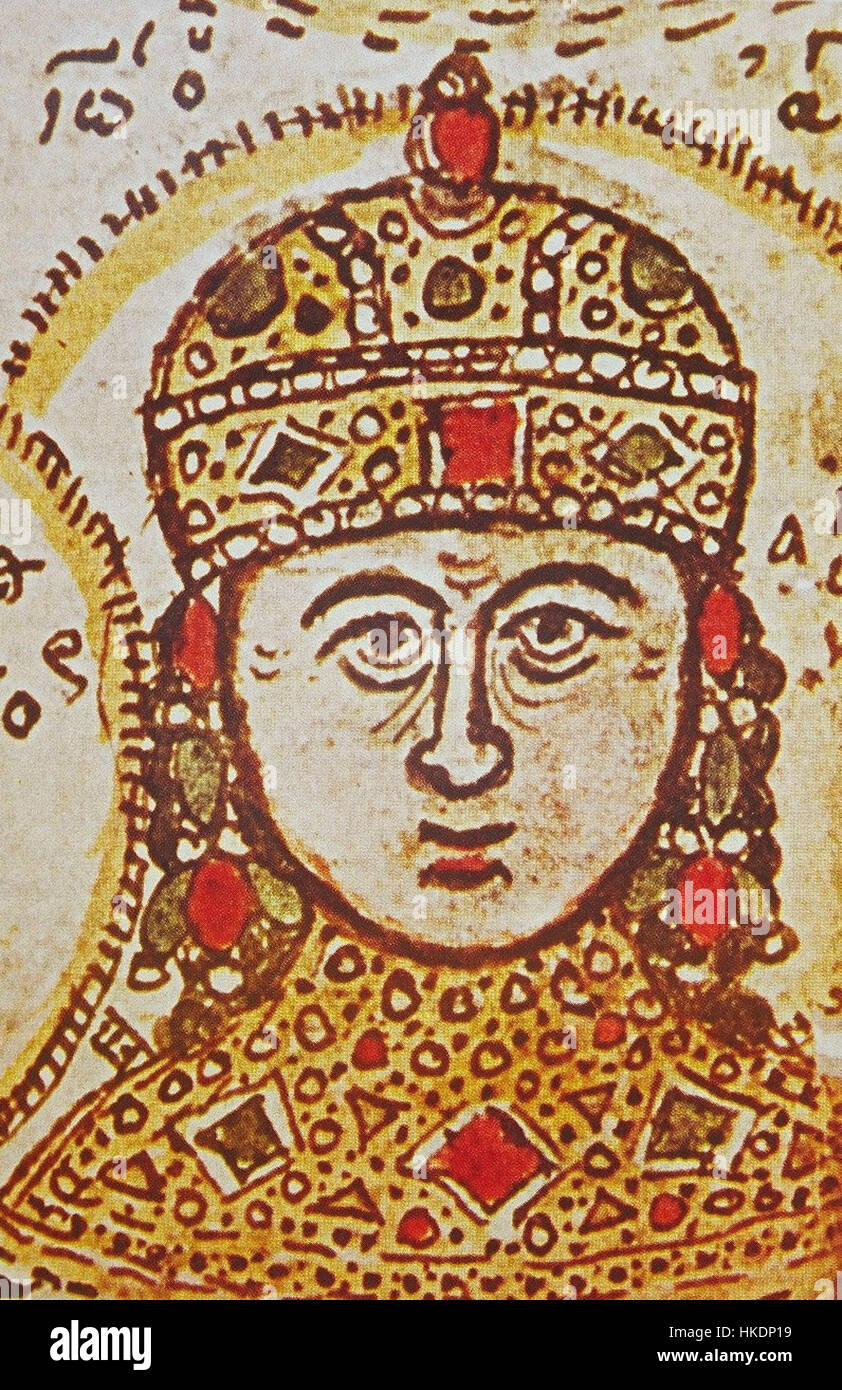 Questo dipinto in miniatura di Giovanni IV Laskaris, un imperatore bizantino, cattura la figura storica con dettagli intricati. Nota per il suo breve regno, questa opera d'arte è una rappresentazione significativa della ritrattistica imperiale bizantina. Foto Stock