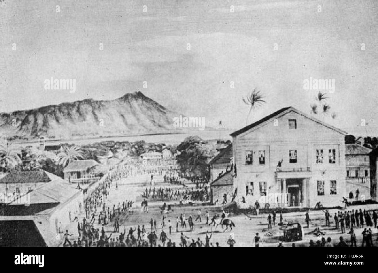 Questa opera raffigura la violenta rivolta elettorale del 1874, un momento significativo nella storia americana. La scena ritrae la tensione e i tumulti che circondano le elezioni nel periodo post-guerra civile. Foto Stock