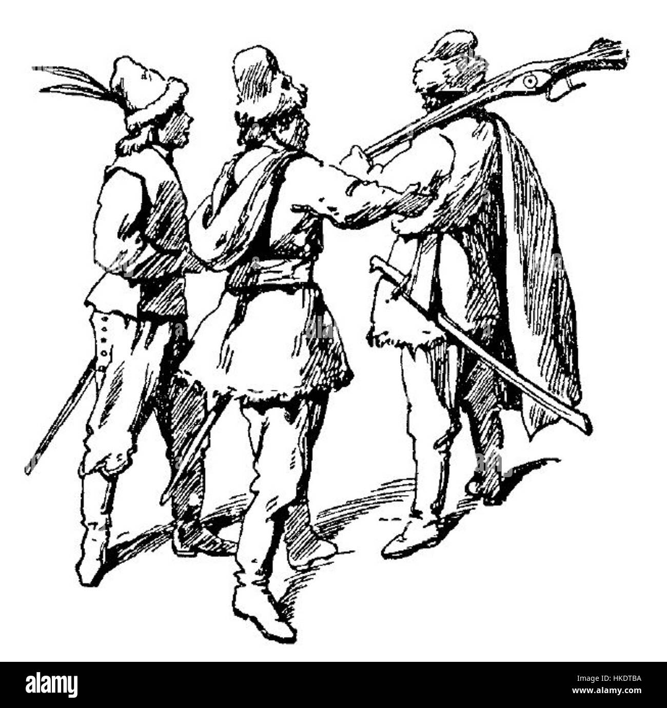 "Piechota polska korzona" si riferisce a una rappresentazione della fanteria polacca nelle loro uniformi tradizionali, probabilmente del XVIII o XIX secolo. L'opera d'arte riflette la storia militare polacca, mostrando la forza e la determinazione dei soldati durante i periodi significativi della storia polacca. Foto Stock