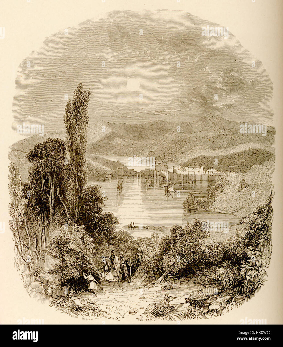 "Le montagne della Beozia" di Wordsworth Christopher raffigura una vista panoramica della Beozia dalla baia di Aulis. Dipinto nel 1882, questo lavoro mette in mostra il tranquillo paesaggio, mescolando la bellezza naturale dell'antica Grecia con la precisione dell'arte del XIX secolo. Foto Stock