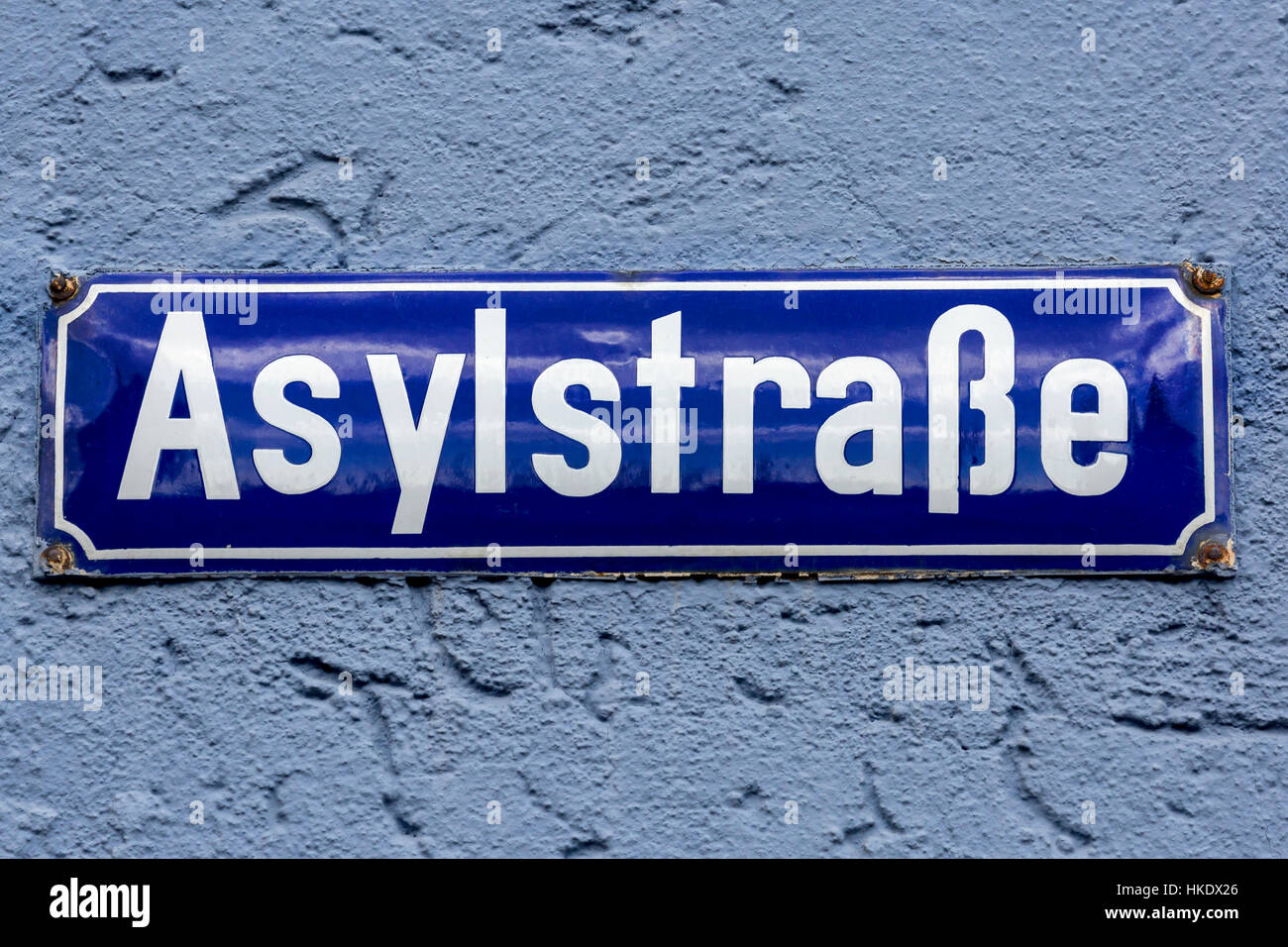 Strada segno asilo Street, Weiden, Baviera, Germania Foto Stock