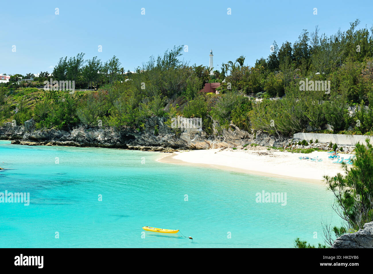 Giallo kayak in Blue Bay nelle isole Bermuda Foto Stock