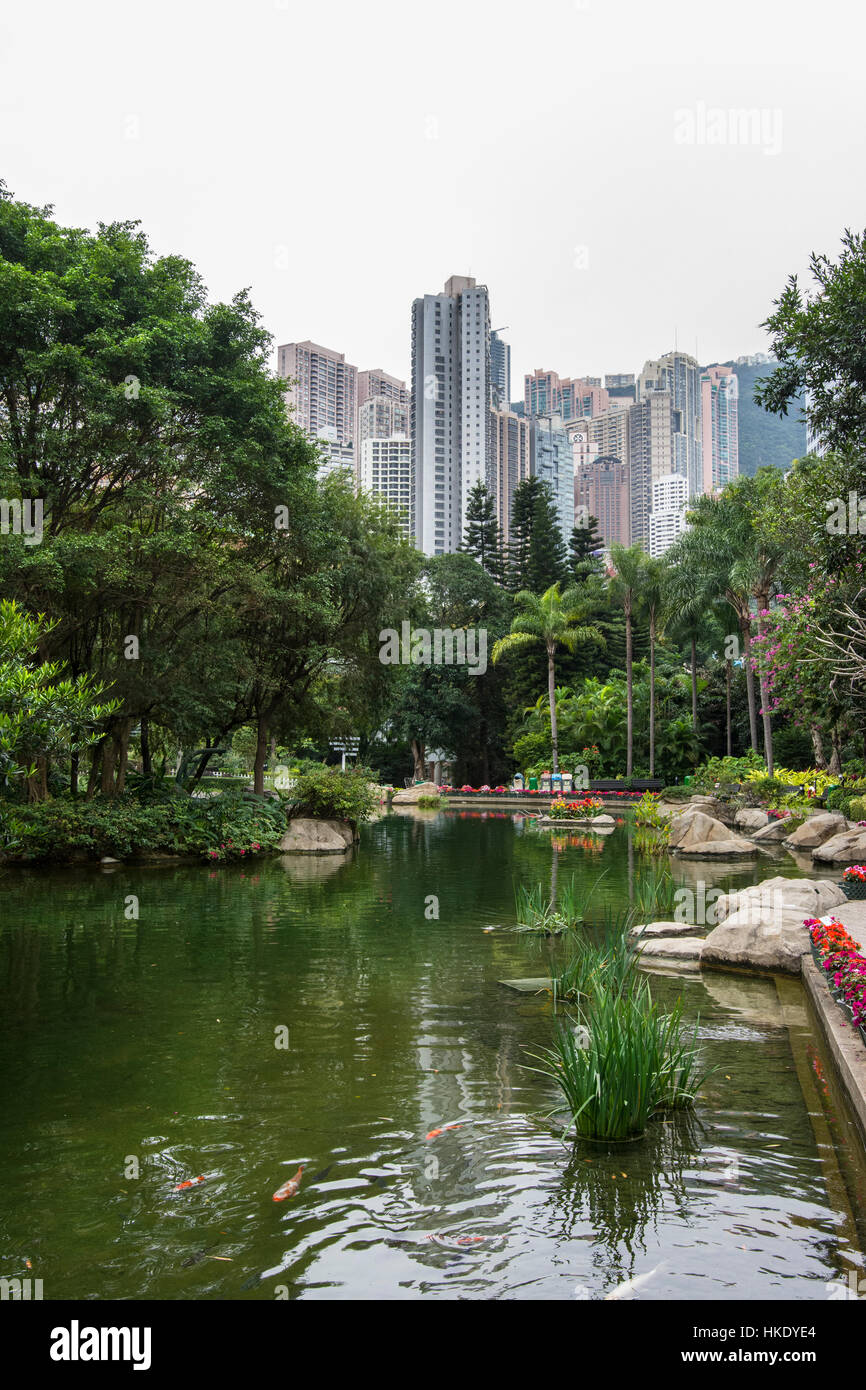Il lago di Hong Kong Park Foto Stock