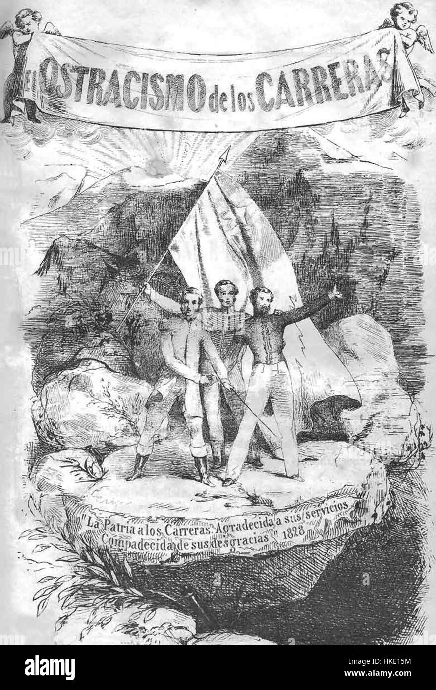 *El Ostracismo de los Carrera* raffigura l'esilio politico della famiglia Carrera, utilizzando immagini vivide per illustrare il significato storico di questo evento. L'opera esplora temi di potere, politica e le conseguenze dell'esilio. Foto Stock