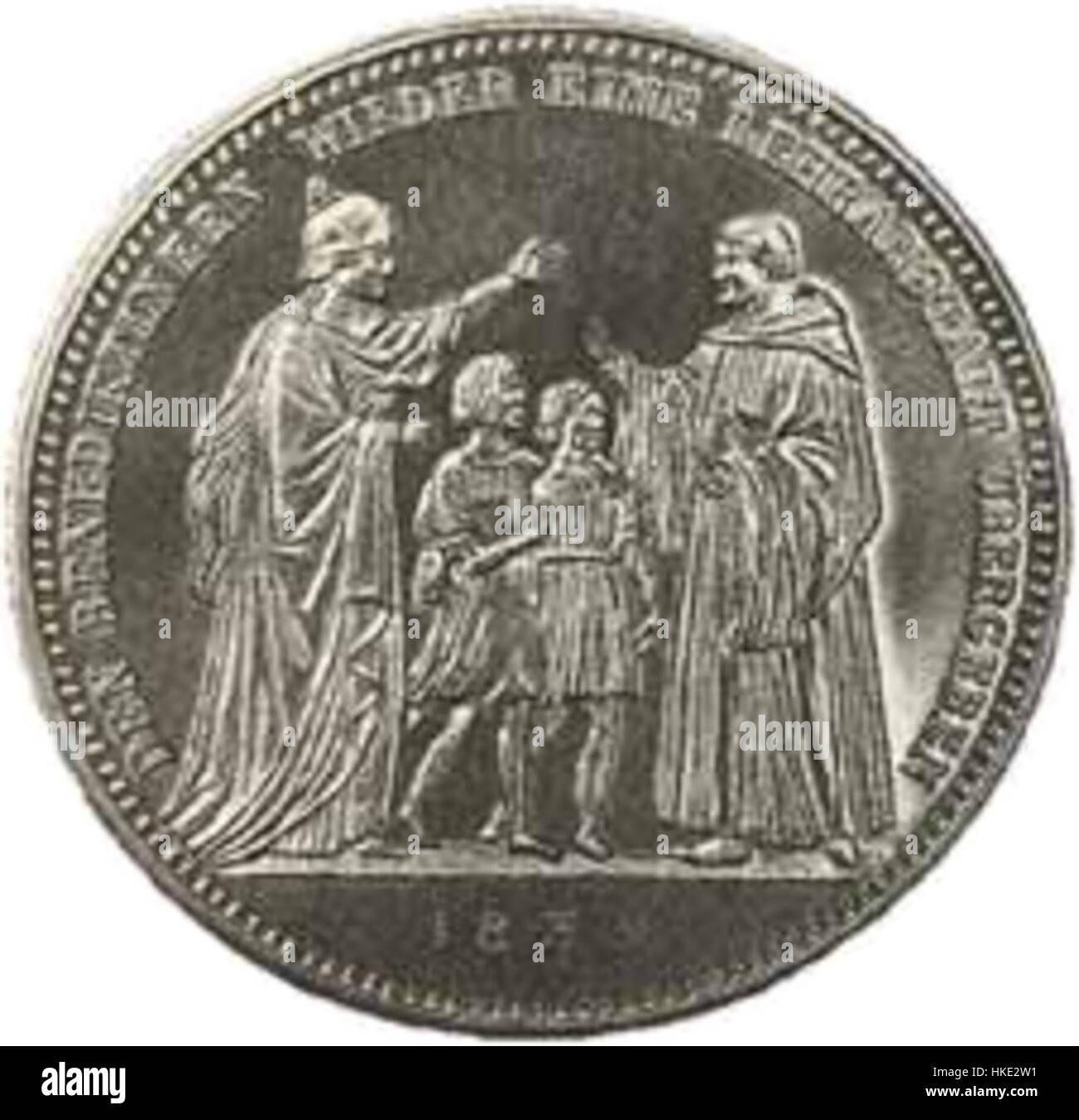 La Gedenkmuenze St. Stephan è una medaglia commemorativa, probabilmente creata in onore di Santo Stefano. Medaglie come questa servono da artefatti storici, spesso segnando eventi significativi o figure religiose nella storia. Foto Stock