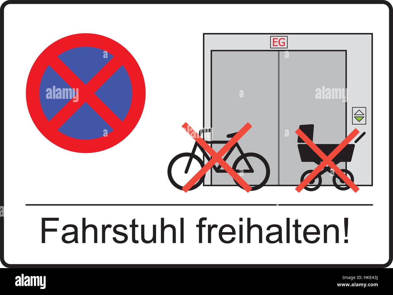 Lasciare l'ingresso gratuito dell'ascensore. Fahrstuhl freihalten! Illustrazione Vettoriale