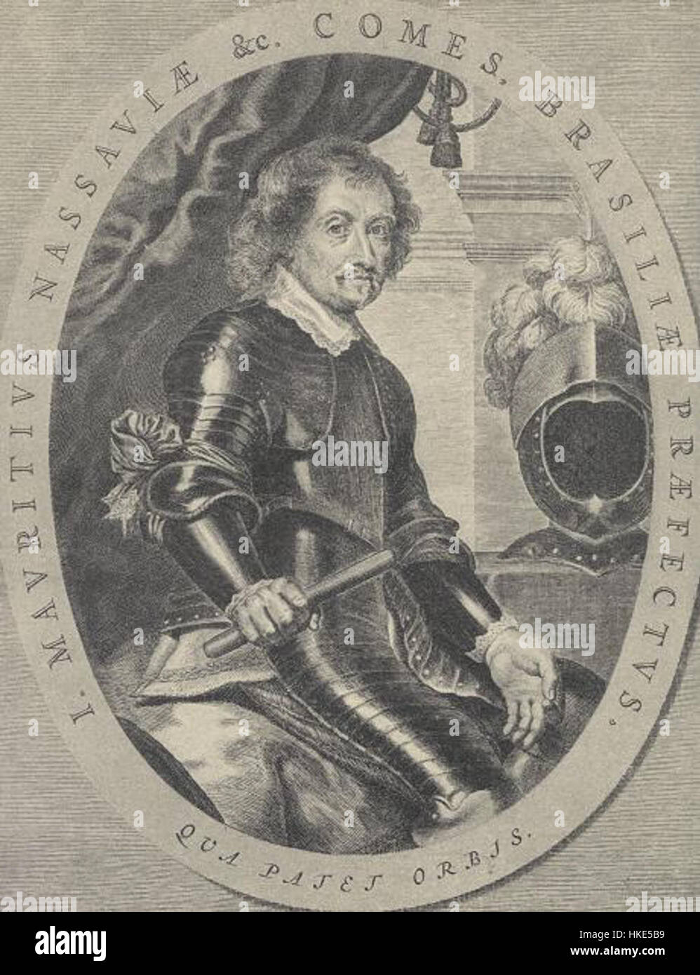 Questo ritratto di Johan Maurits, noto anche come John Maurice di Nassau, raffigura l'amministratore coloniale olandese e capo militare. I suoi contributi all'Impero olandese sono evidenziati in questo dipinto ad olio del XVII secolo. Foto Stock