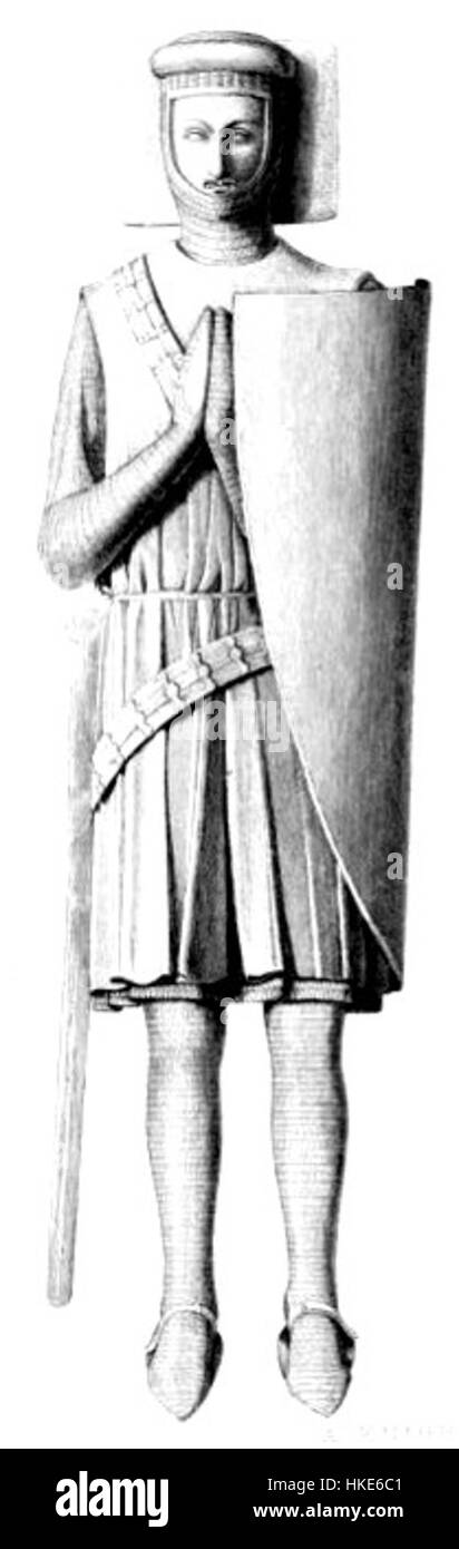 Questa opera raffigura il Cavaliere Templare, un ordine militare e religioso medievale, noto per il loro ruolo nelle Crociate e per la loro armatura e i simboli distintivi. Foto Stock