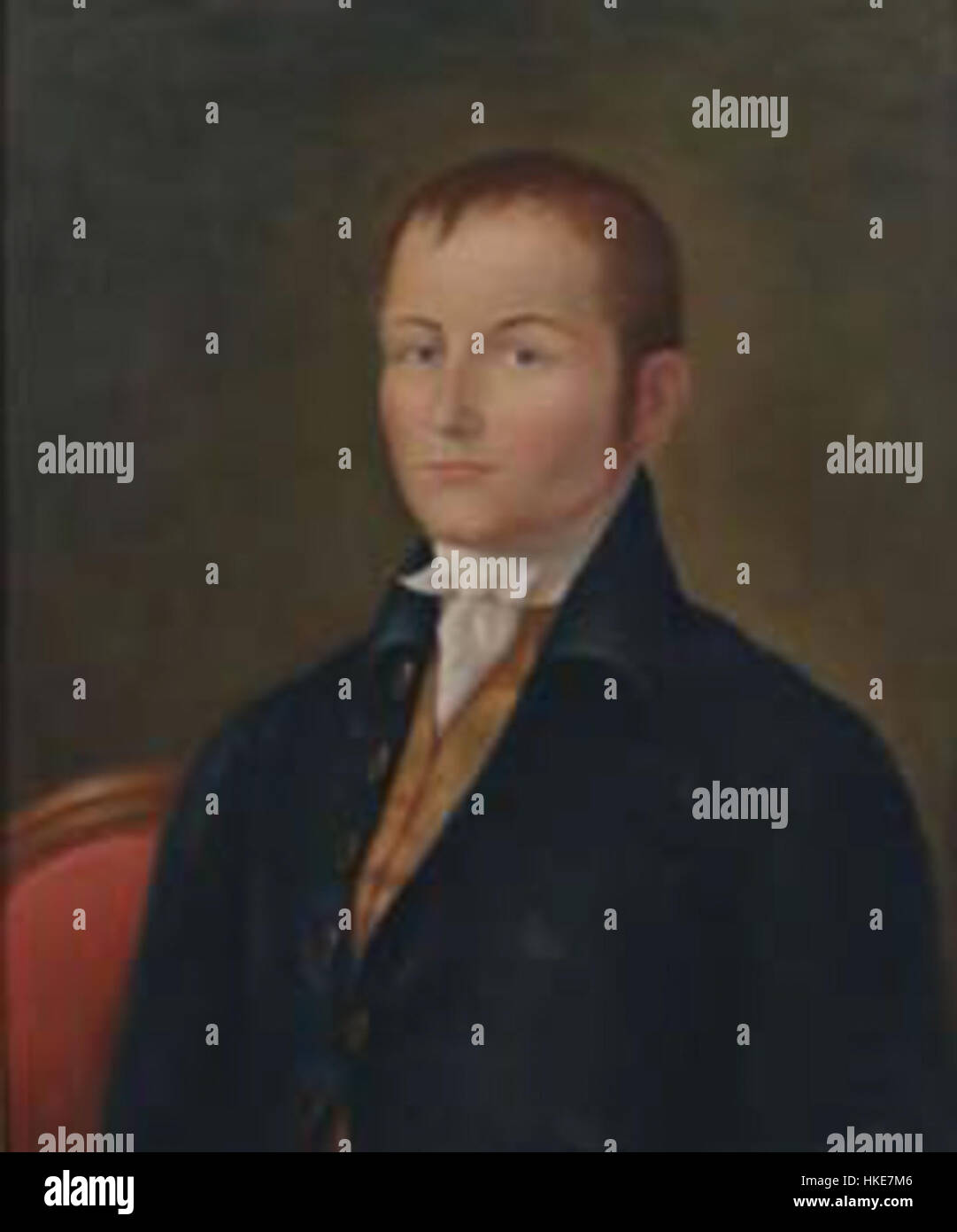 Jonathan Maxcy fu un influente accademico ed educatore americano, noto per i suoi contributi allo sviluppo iniziale della Brown University. Questa opera d'arte cattura l'immagine di Maxcy durante il suo periodo come presidente, riflettendo il suo ruolo di primo piano nell'educazione e nella leadership all'inizio del XIX secolo. Foto Stock