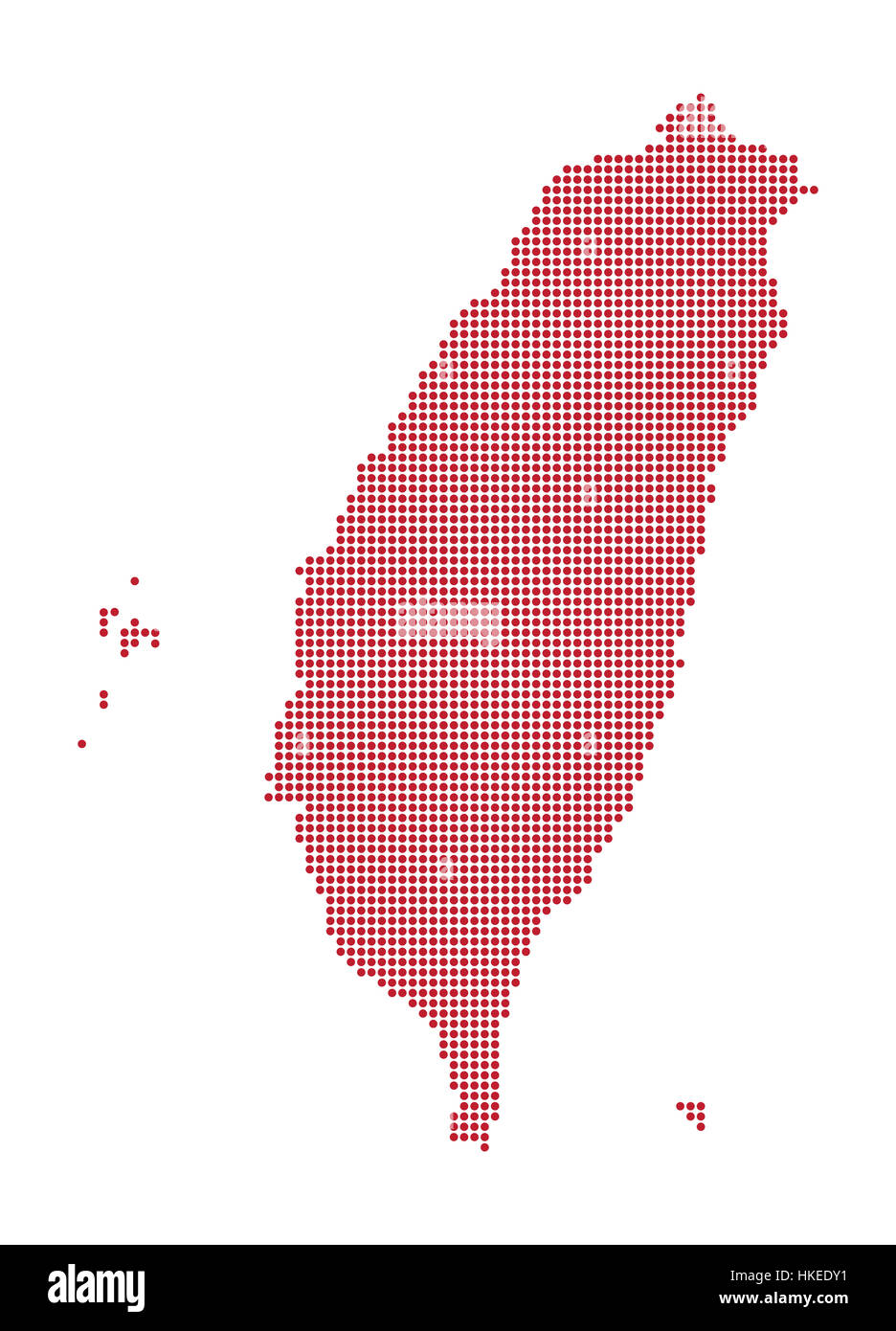 Un puntino di Taiwan mappa in rosso isolato su uno sfondo bianco Foto Stock