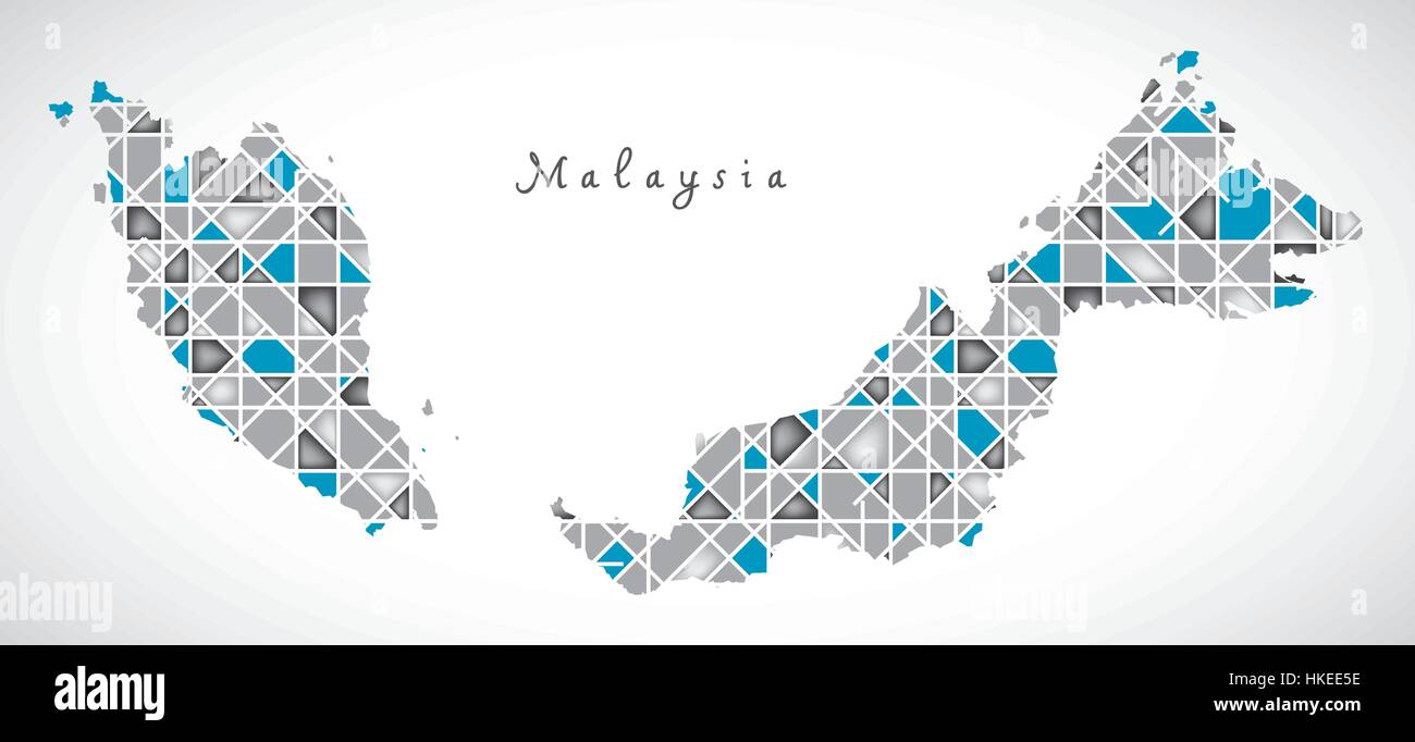 Malaysia Mappa crystal diamond style Illustrazione illustrazione Illustrazione Vettoriale