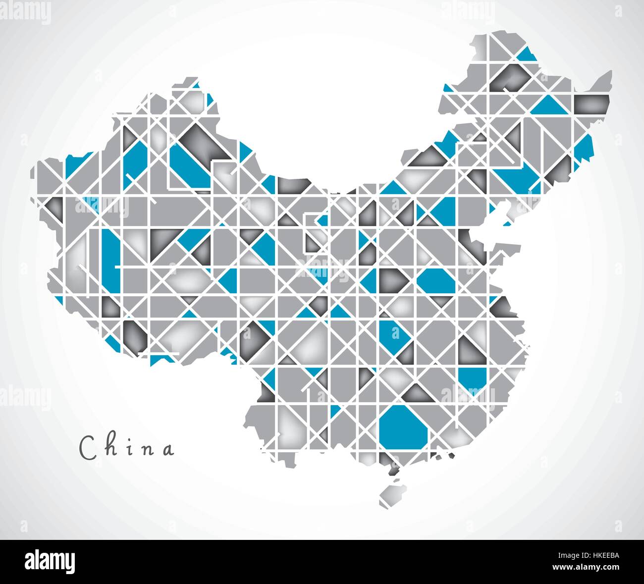 Cina Mappa crystal diamond style Illustrazione illustrazione Illustrazione Vettoriale