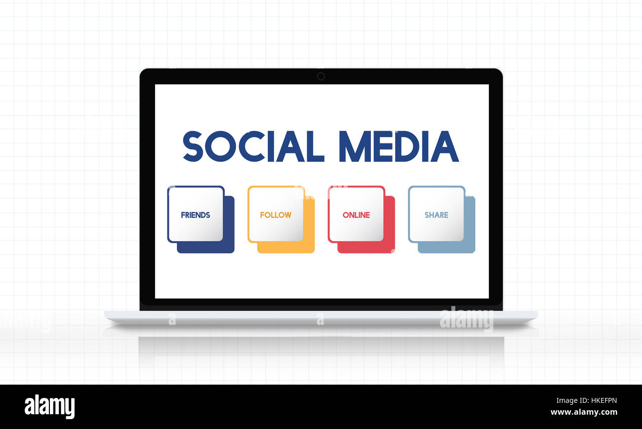 Social Media Box concetto dei pulsanti Foto Stock