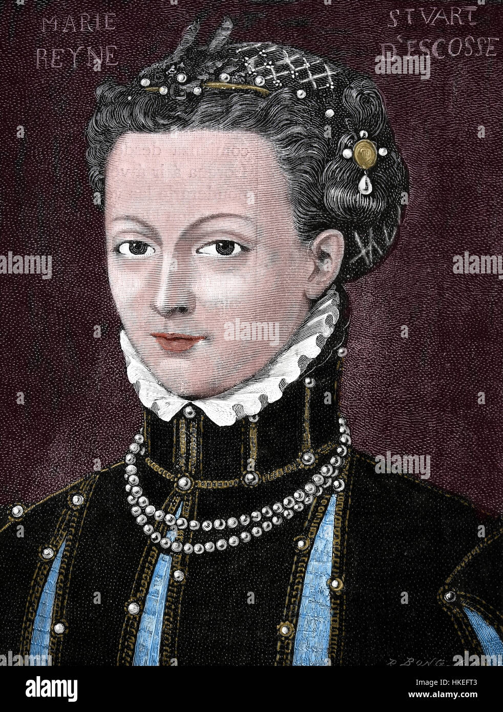 Maria I di Scozia (1542-1587). Regina di Scozia. Casa di Stuart. Incisione del XIX secolo. Foto Stock