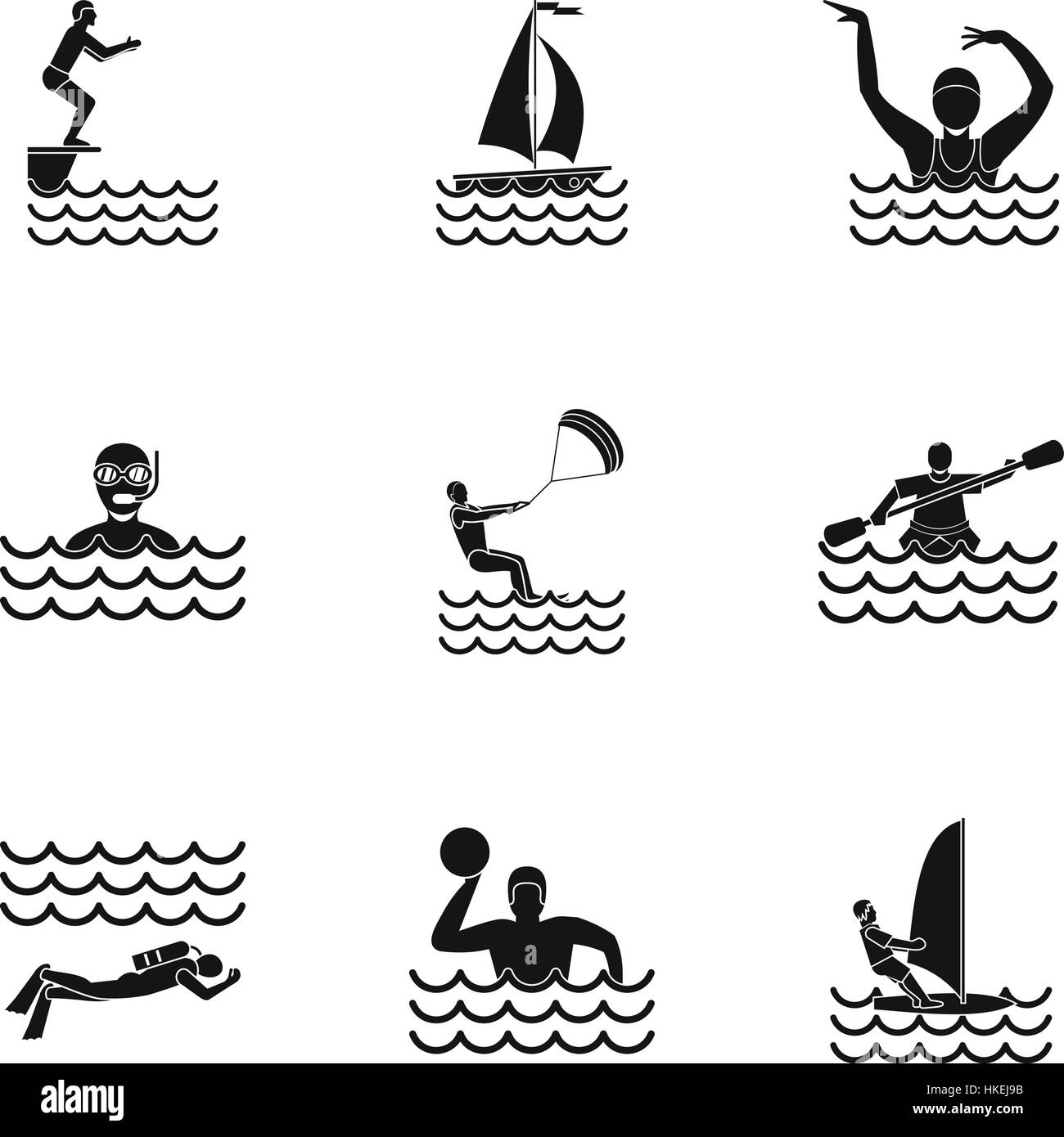 Soggiorno acqua set di icone. Semplice illustrazione di acqua 9 soggiorno icone vettoriali per il web Illustrazione Vettoriale