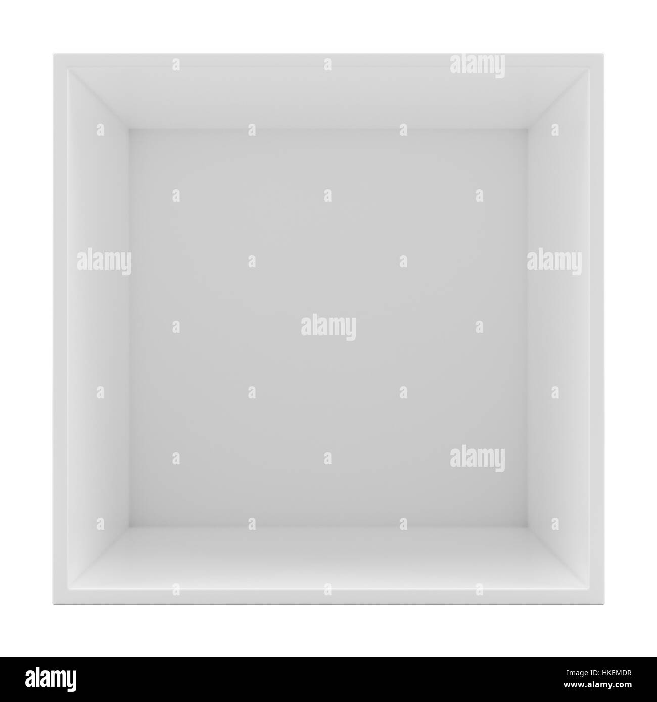 Vuoto bianco ripiano pulito box Foto Stock