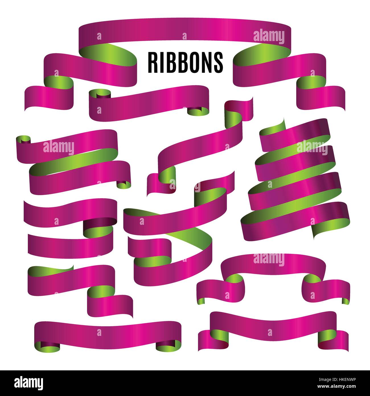 Nastro icona vettore di colore rosso su sfondo bianco. Banner forme isolate illustrazione del dono e accessorio. Adesivo di natale e decorazione per app Illustrazione Vettoriale