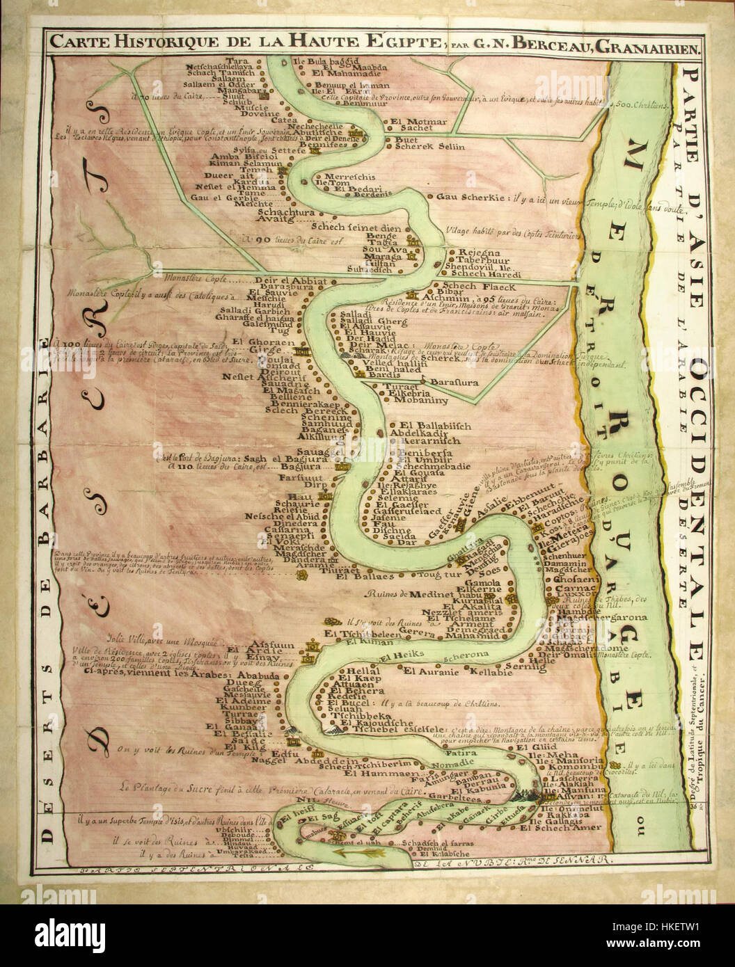 La "Mappa Tandefelt dell'Egitto 2" è una mappa storica dettagliata che illustra le caratteristiche geografiche dell'Egitto. Questa mappa fornisce informazioni sulle tecniche cartografiche del suo tempo, mostrando il paesaggio e la topografia dell'Egitto. Foto Stock