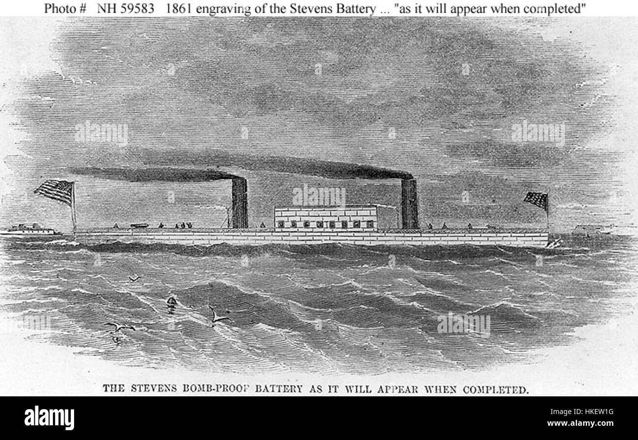 Stevens Battery, fondata nel 1861, fu una posizione difensiva chiave durante la guerra di secessione americana, strategicamente posizionata per le operazioni di artiglieria e per proteggere i siti militari vitali. Foto Stock