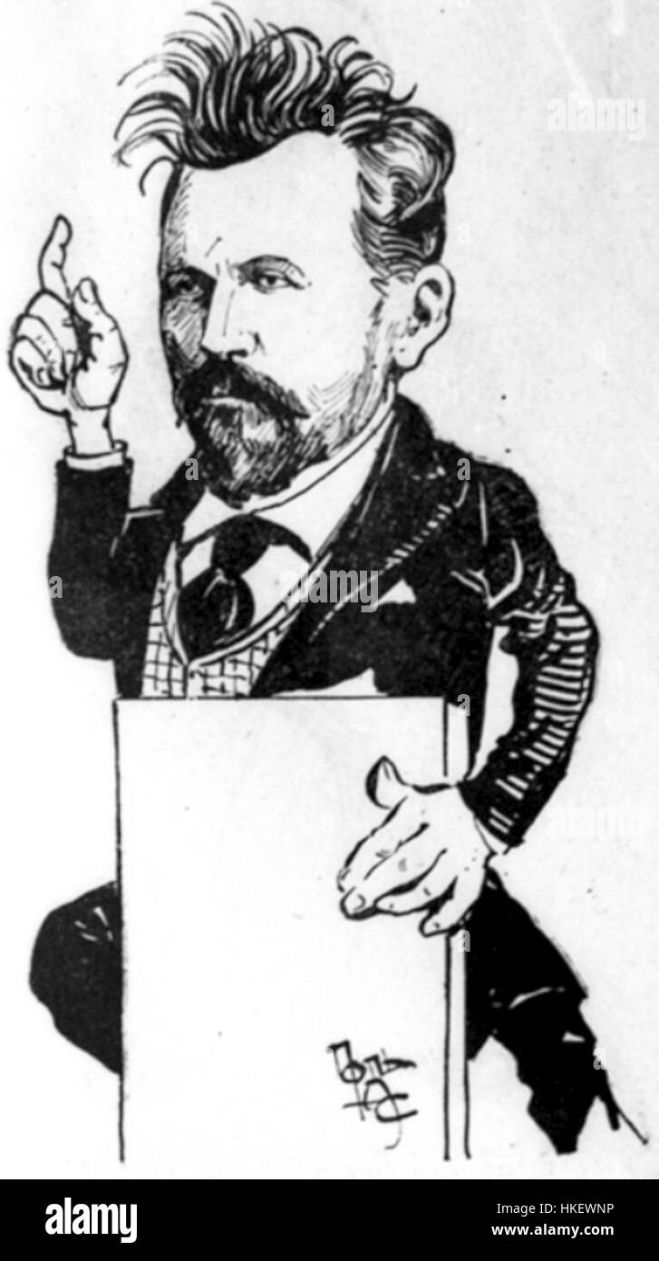 Questa caricatura di Sergey Bulgakov mostra il suo approccio unico alla fusione di umorismo e arte. Le sue caratteristiche esagerate e il suo stile satirico forniscono un commento giocoso e critico sui suoi soggetti, tipico del suo lavoro caricaturale all'inizio del XX secolo. Foto Stock