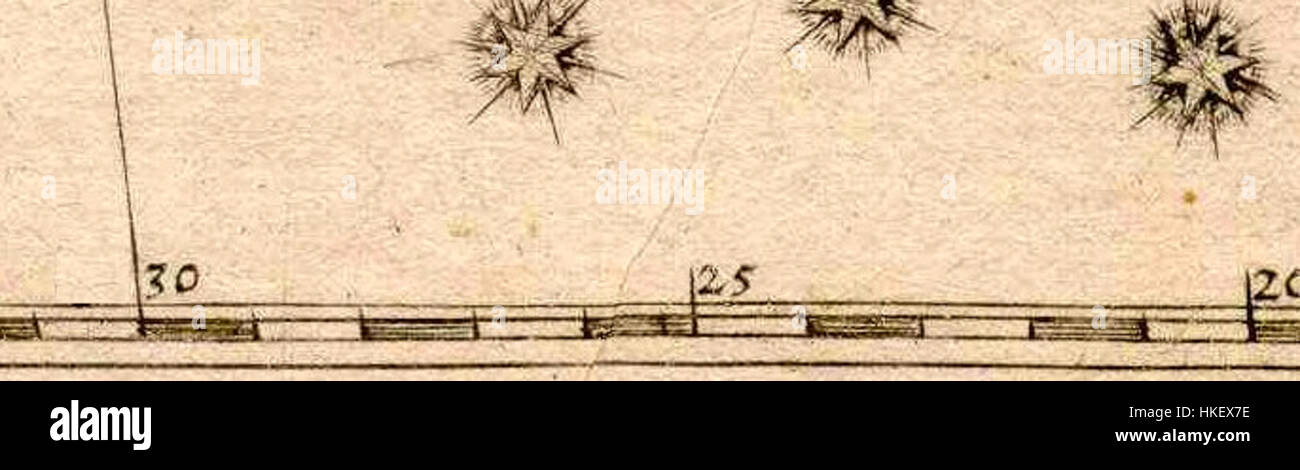 Questa illustrazione dettagliata di "Uranometria" mostra il righello della costellazione di Orione. L'opera fa parte di una mappa celeste del XVII secolo, che presenta intricate raffigurazioni di formazioni stellari e costellazioni nel cielo notturno. Foto Stock