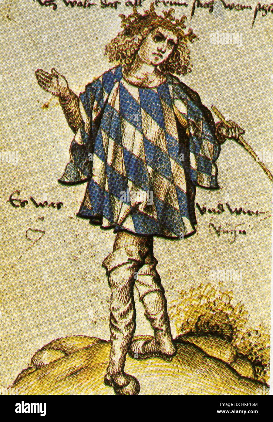 Il Bavarian Herald è una rappresentazione araldica associata al Regno di Baviera. Questa opera d'arte cattura il simbolismo e il design tipici dell'araldica, mostrando dettagli intricati nella raffigurazione di simboli bavaresi. Foto Stock