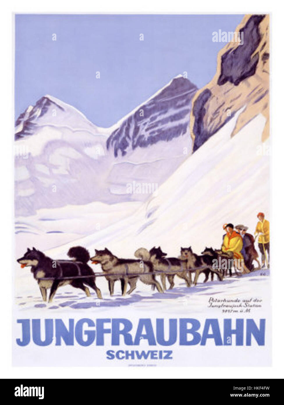 Il dipinto di Emil Cardinaux della *Jungfraubahn* mostra il maestoso paesaggio svizzero che circonda la ferrovia Jungfrau. Il lavoro riflette la capacità di Cardinaux di catturare la bellezza delle Alpi svizzere e la meraviglia ingegneristica della ferrovia. Foto Stock