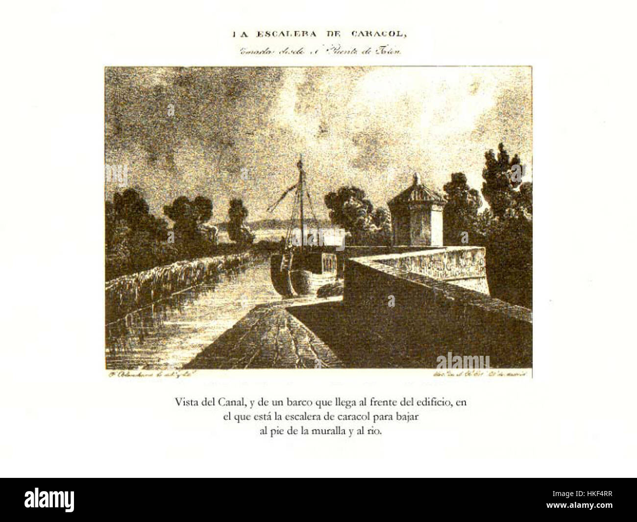 *Escalera de caracol (Canal Imperial)* raffigura una scala a chiocciola che conduce al Canale Imperiale, mostrando dettagli architettonici e il significato di questo corso d'acqua storico nella storia spagnola. Foto Stock