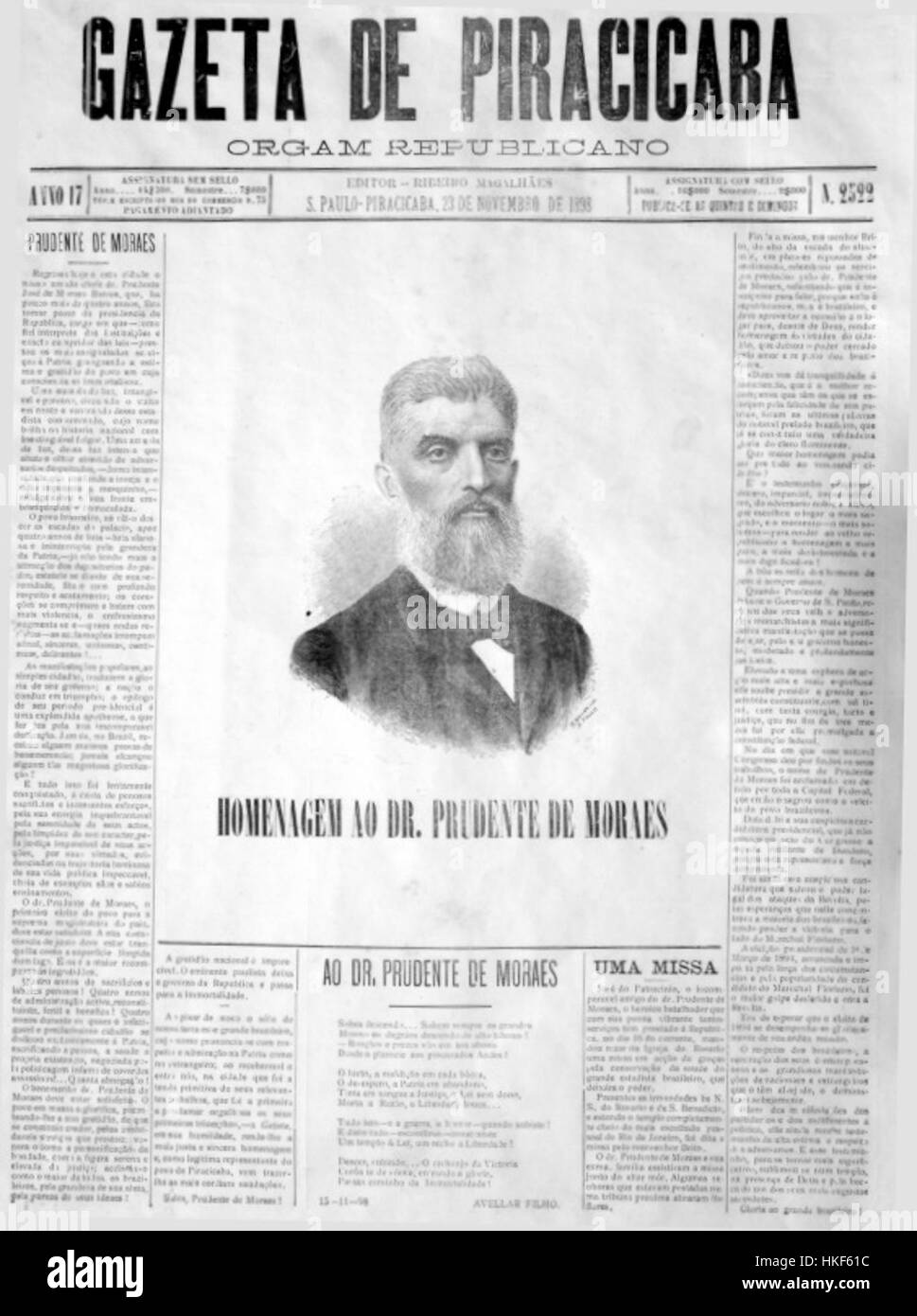 Gazeta de Piracicaba è un giornale storico con sede nel comune di Piracicaba, São Paolo, Brasile. Sin dalla sua fondazione, ha servito la comunità locale con notizie, rapporti e funzionalità, diventando un'importante fonte di informazioni per la regione. Foto Stock