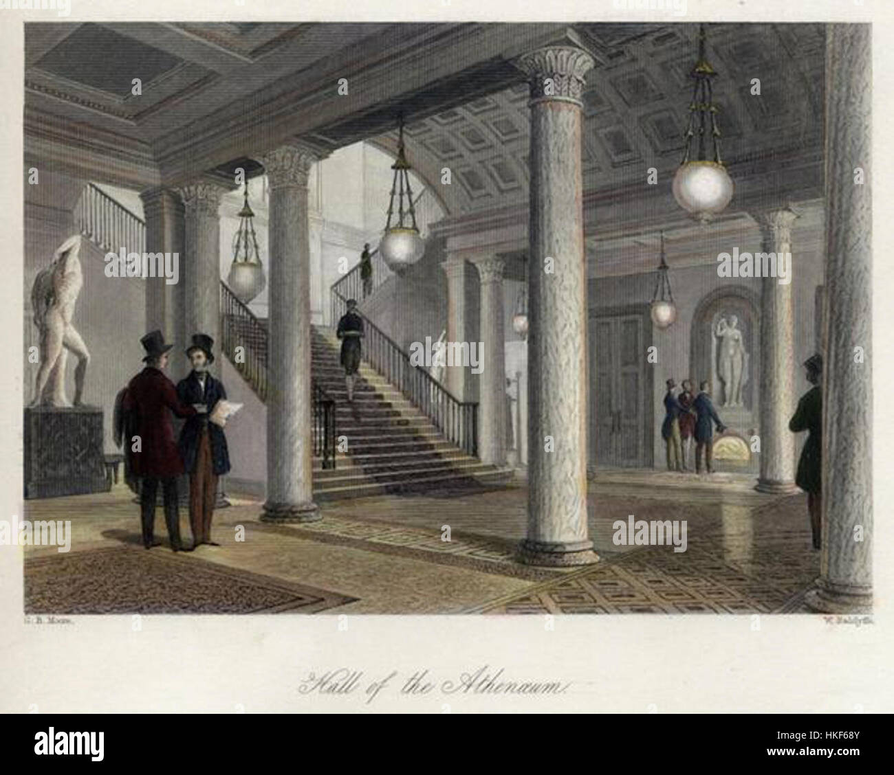 Hall dell'Ateneo c.1845. Incisi da W.Radclyffe dopo un disegno di G.B. Moore. Foto Stock