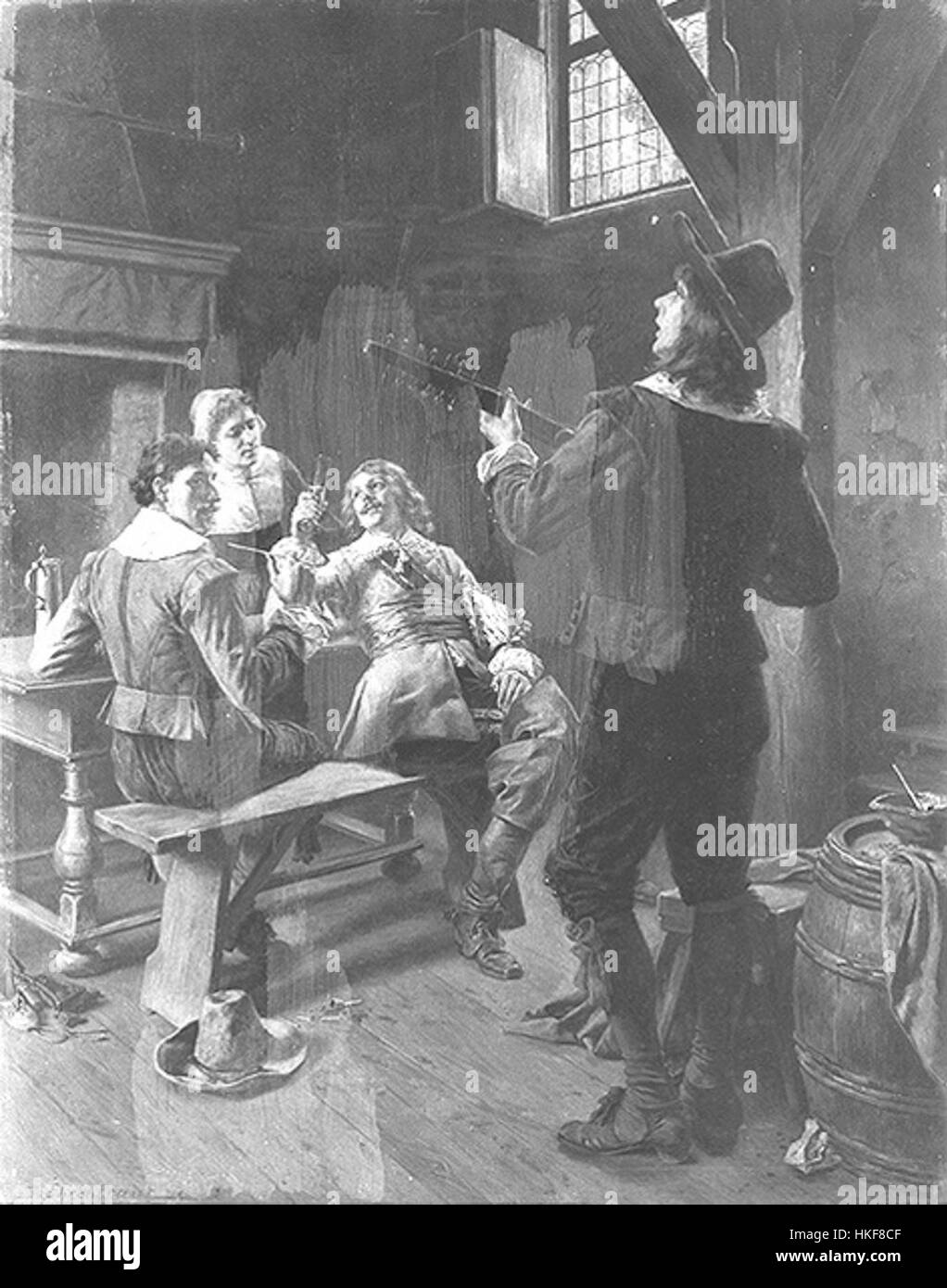 "Gute Kameraden" di Julius Ehrentraut (buoni compagni) è un dipinto ad olio che ritrae i soldati in un momento di cameratismo durante la fine del XIX secolo. Il lavoro pone l'accento sui temi dell'amicizia e della solidarietà nella vita militare. Foto Stock