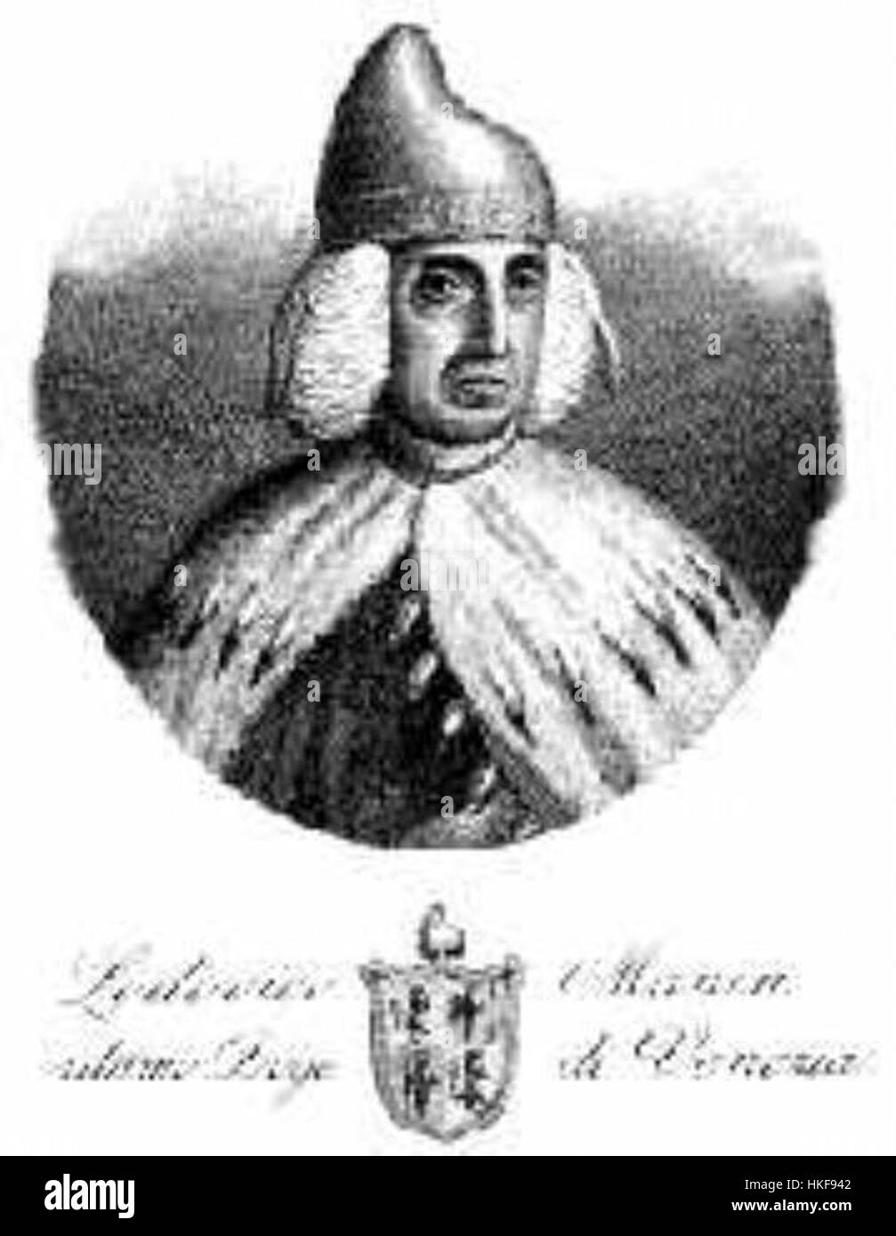 Questa opera d'arte di Ludovico Manin, l'ultimo doge di Venezia, ritrae la figura storica, catturando la sua eredità alla fine della Repubblica di Venezia. Foto Stock