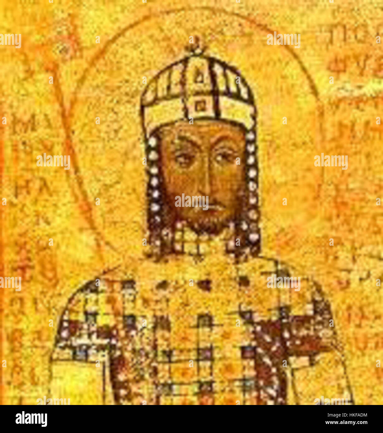 Un ritratto di Manuele i Comneno, l'imperatore bizantino che regnò dal 1143 al 1180. Il suo regno segnò un periodo di stabilità politica e militare, con particolare attenzione alla difesa dei confini dell'impero e alla rinascita culturale. Foto Stock