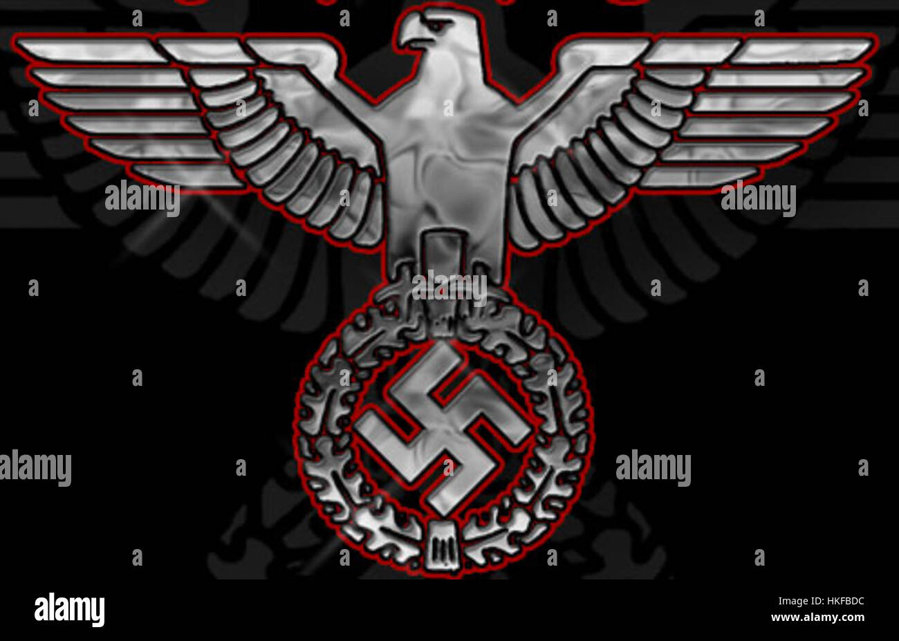 Il Reichsadler nazista, un simbolo usato durante il terzo Reich, rappresenta l'aquila come un emblema del potere del regime, spesso raffigurato nell'arte dell'epoca. Foto Stock