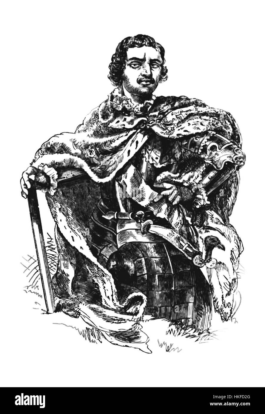 Questo ritratto di Pietro il grande, spesso attribuito ad artisti russi, ritrae l'influente zar in modo dignitoso e regale. Il dipinto cattura la sua presenza dominante e il ruolo fondamentale nella storia russa. Esposto in numerose gallerie, rimane una rappresentazione iconica dell'epoca. Foto Stock