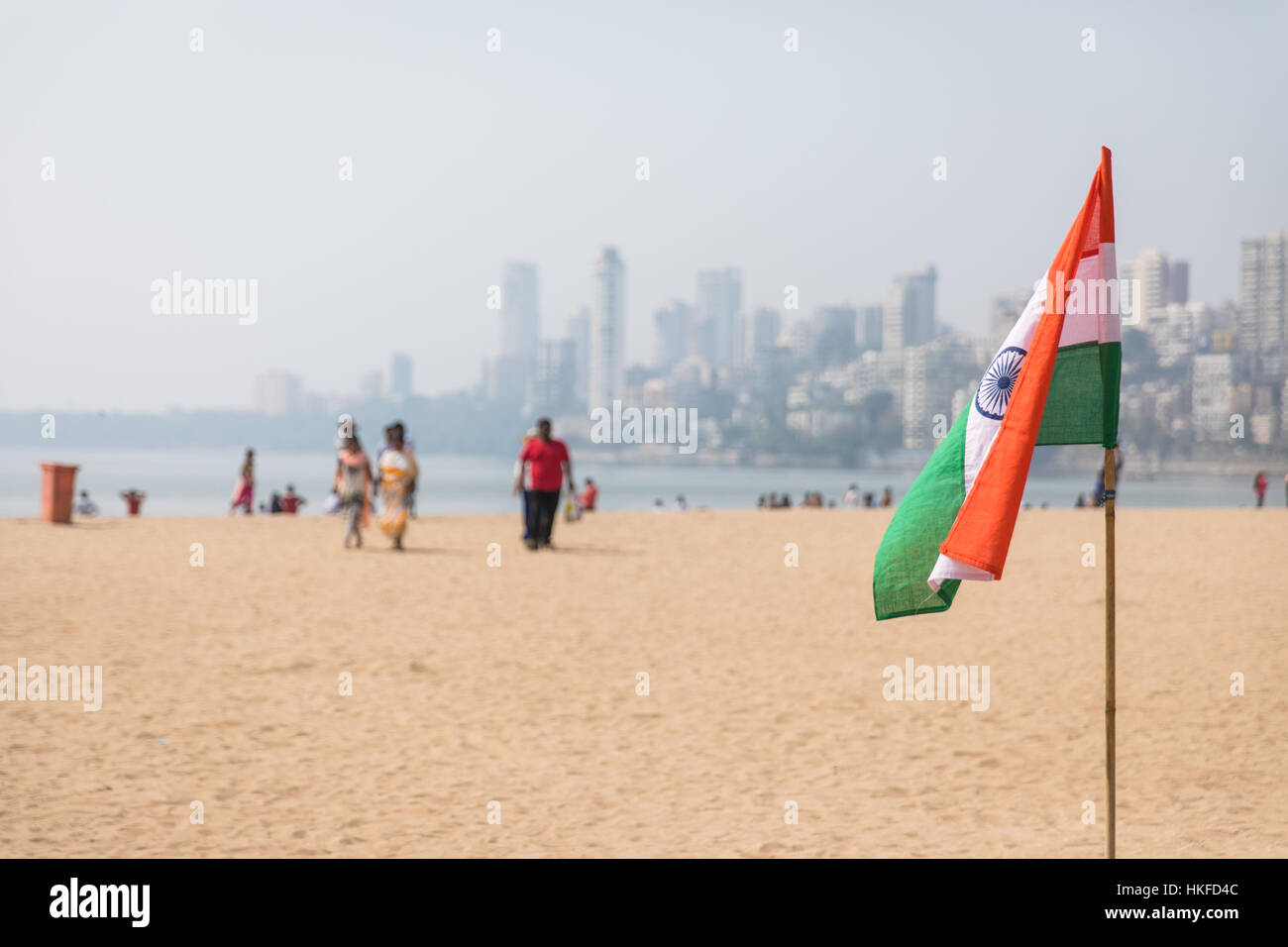 La gente celebra il giorno della Repubblica su Marine Drive in Mumbai (Bombay), India. Foto Stock