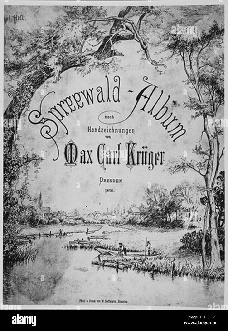 L'album Spreewald è una collezione di opere d'arte che mostrano i paesaggi e le tradizioni della regione di Spreewald in Germania. L'album presenta illustrazioni di costumi locali, persone e natura, mettendo in risalto il patrimonio culturale e ambientale della zona. Foto Stock