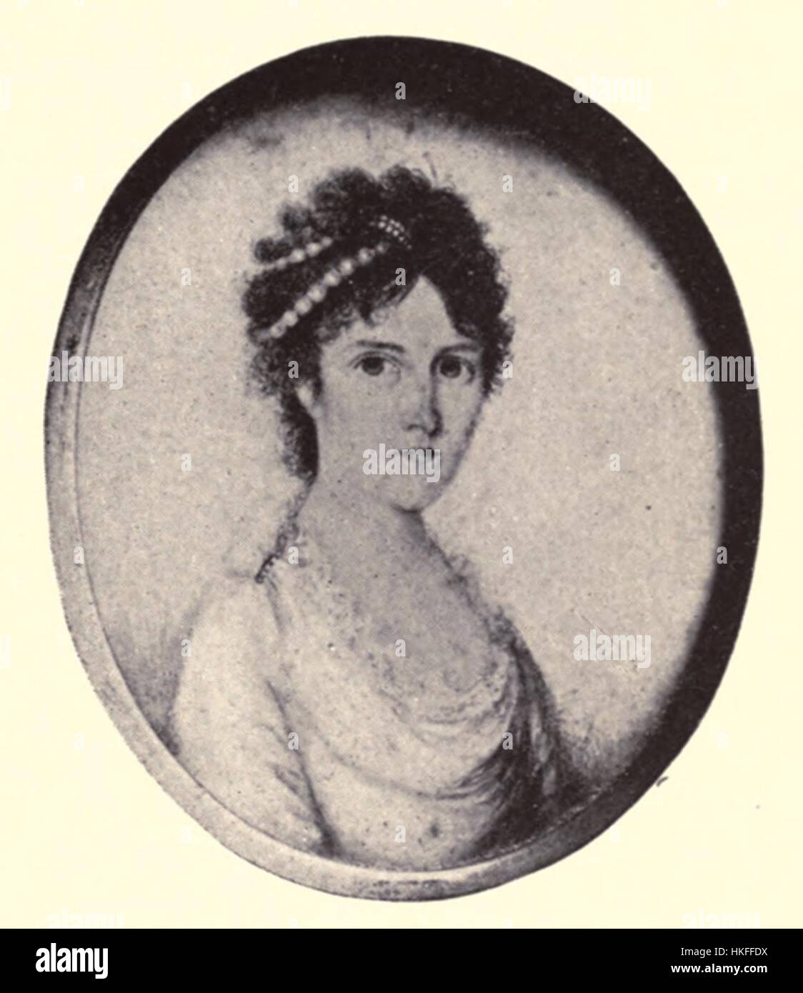 Un ritratto di Susanna Holyoke Ward, dipinto da William Verstille. L'opera d'arte mostra il suo stile del XVIII secolo e la sua presenza aristocratica, riflettendo le sensibilità culturali del tempo. Foto Stock